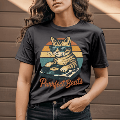 Purrfect Beats DJ Retro Cat T-Shirt