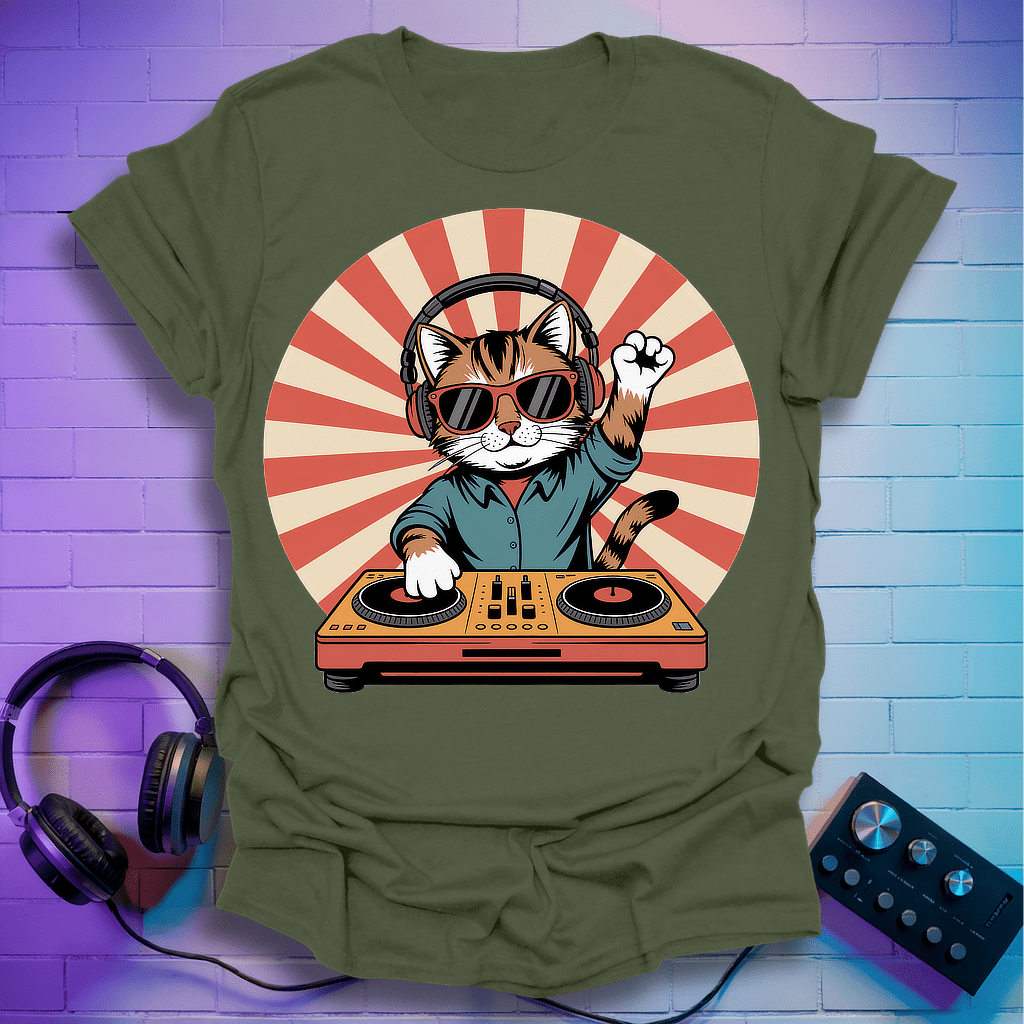 DJ Sunburst Cat T-Shirt