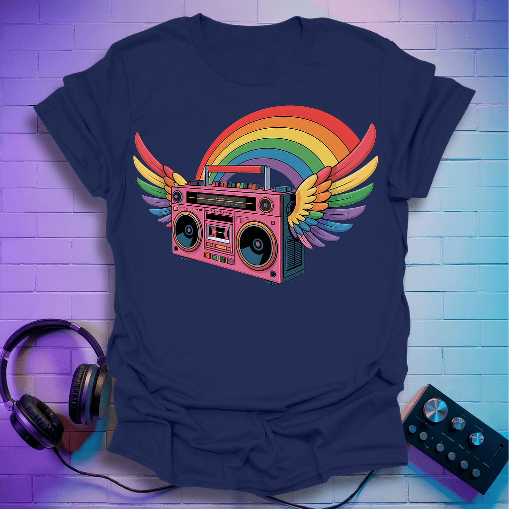 Rainbow Retro Boombox T-Shirt