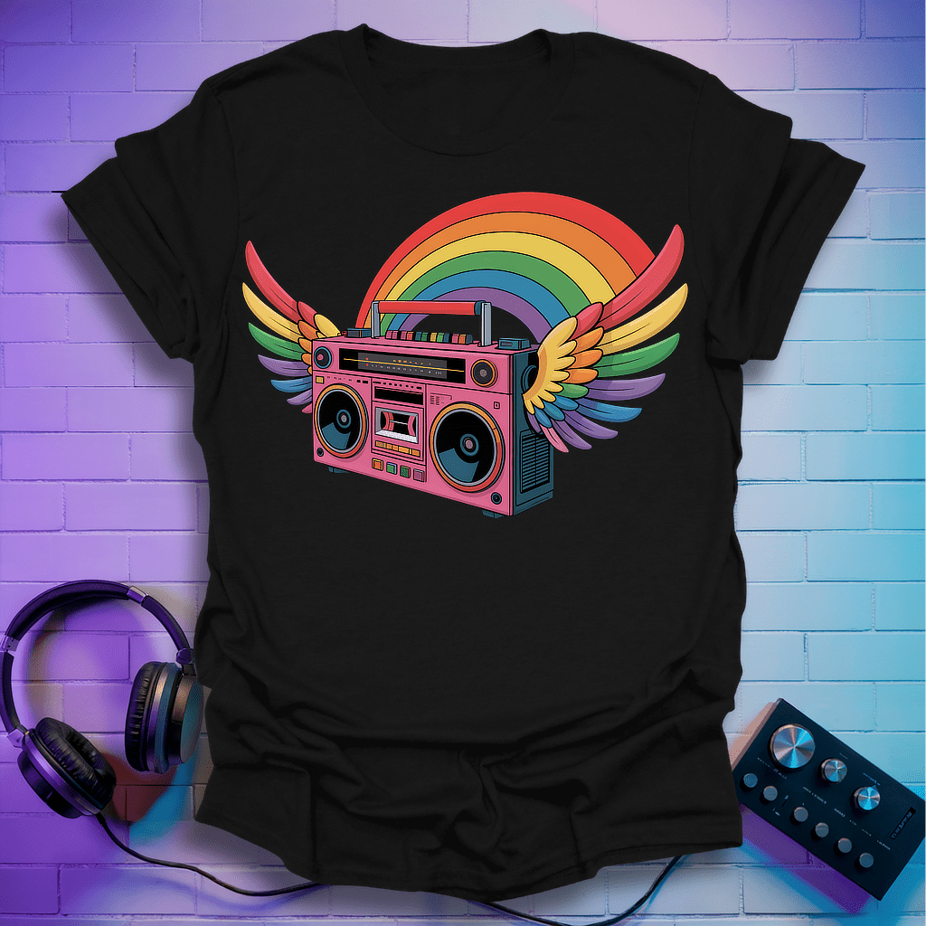 Rainbow Retro Boombox T-Shirt