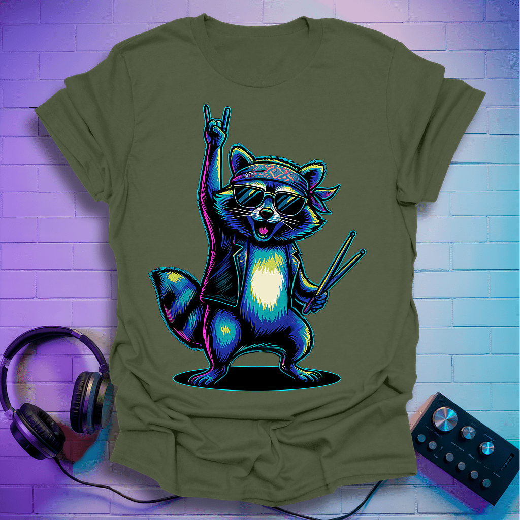 Raccoon Rock On T-shirt
