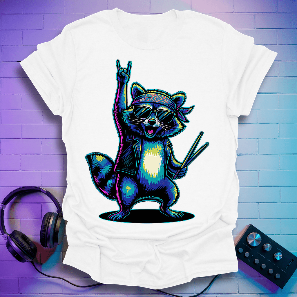 Raccoon Rock On T-shirt