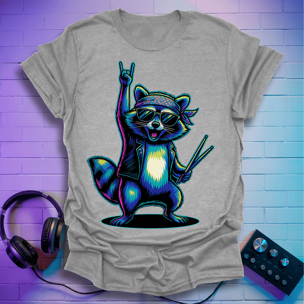 Raccoon Rock On T-shirt