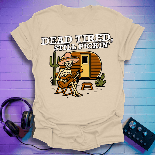Skeleton Dead Tired Guitarist T-Shirt
