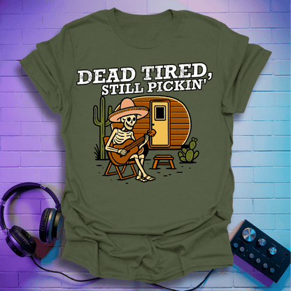 Skeleton Dead Tired Guitarist T-Shirt