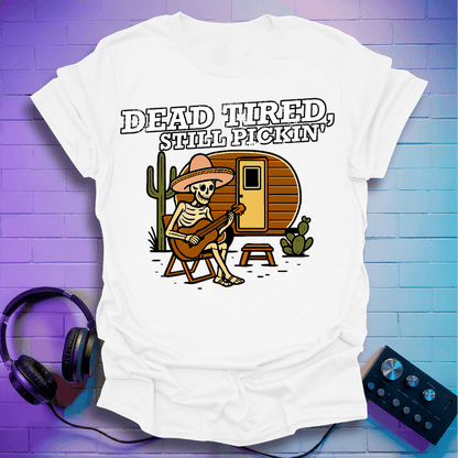Skeleton Dead Tired Guitarist T-Shirt