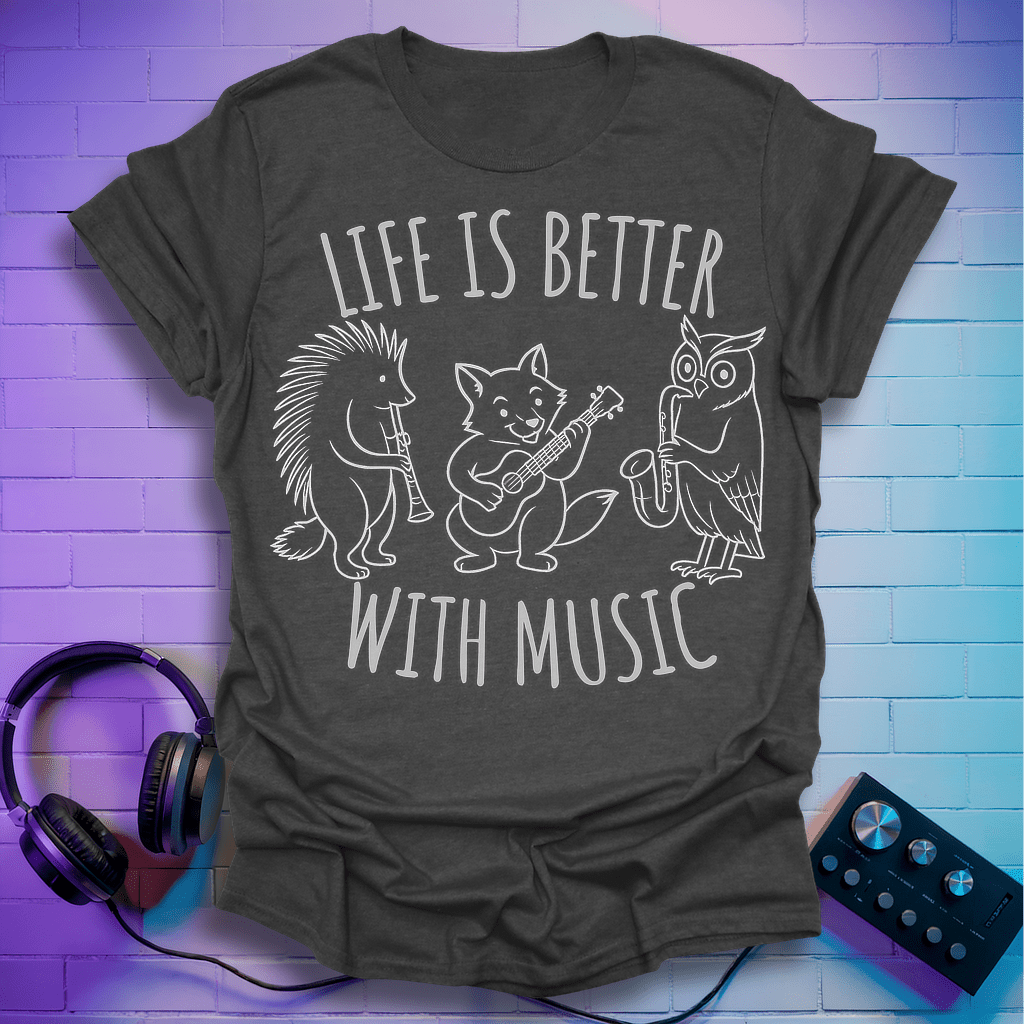 Life Is Better With Music – Fox, Owl & Porcupine T-Shirt