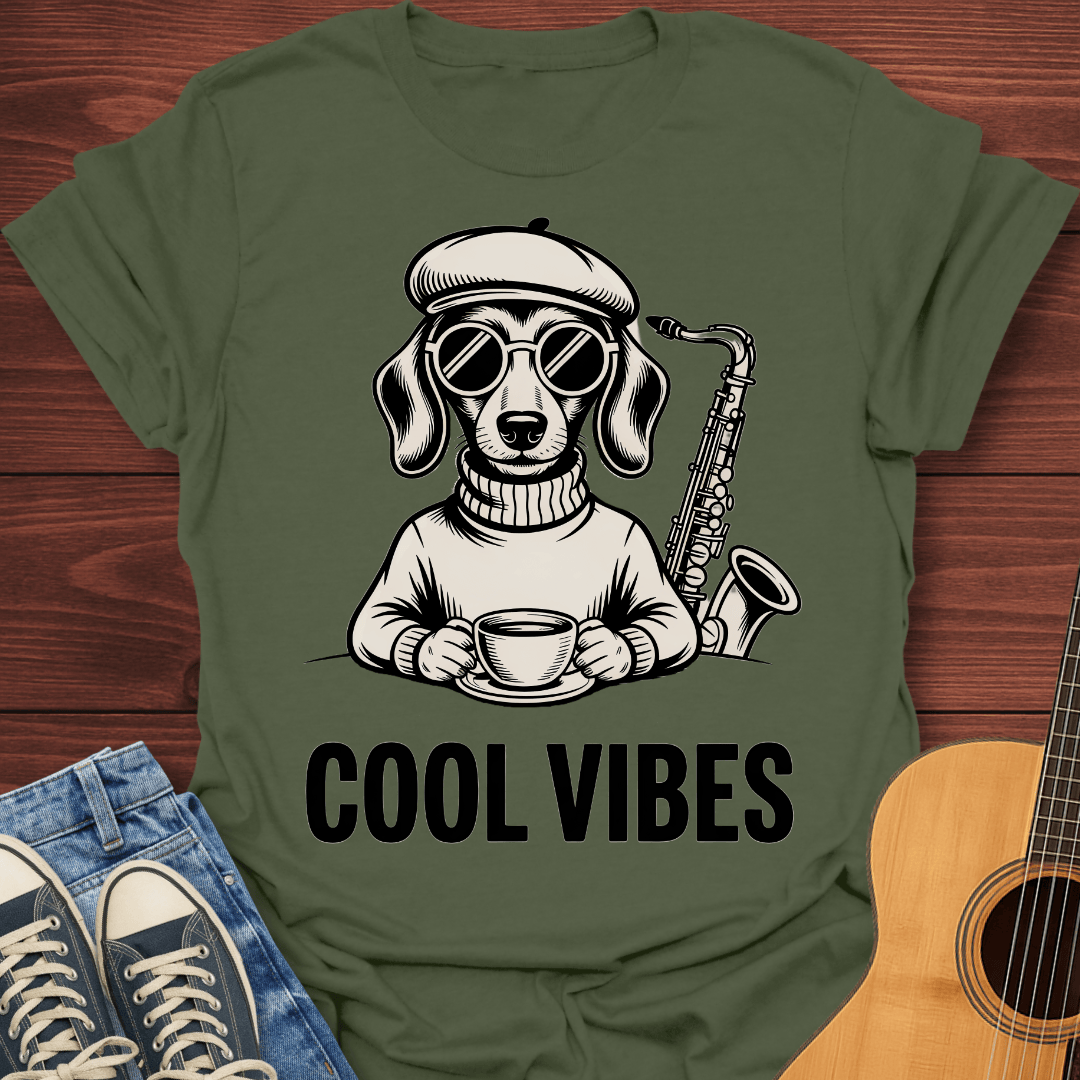 Cool Vibes Hipster Dog T-Shirt