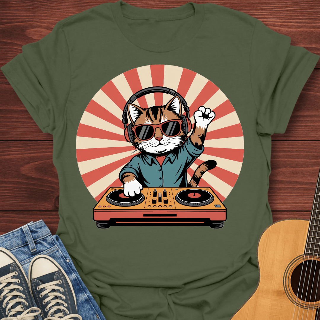 DJ Sunburst Cat T-Shirt