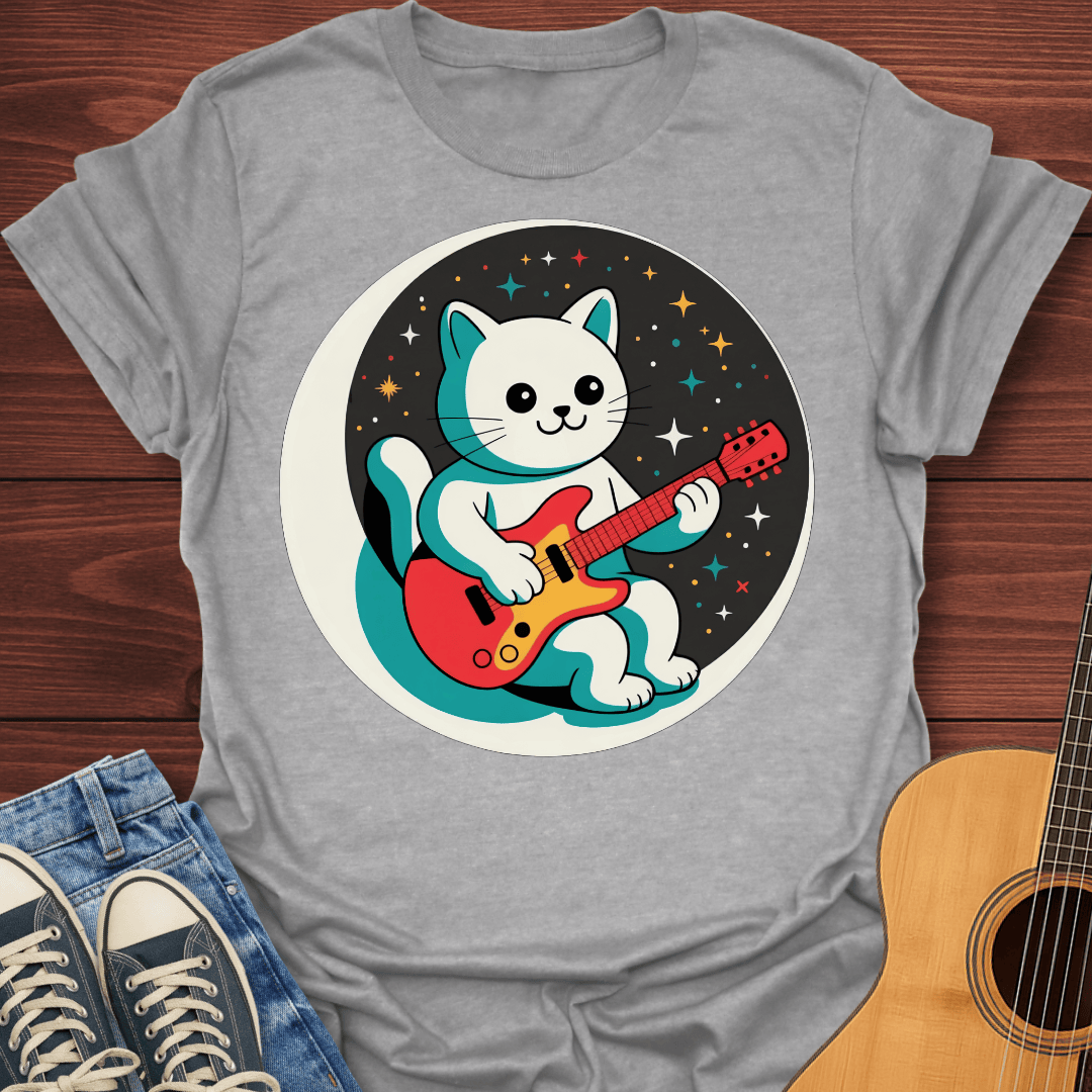 Kawaii Space Cat Guitarist T-Shirt