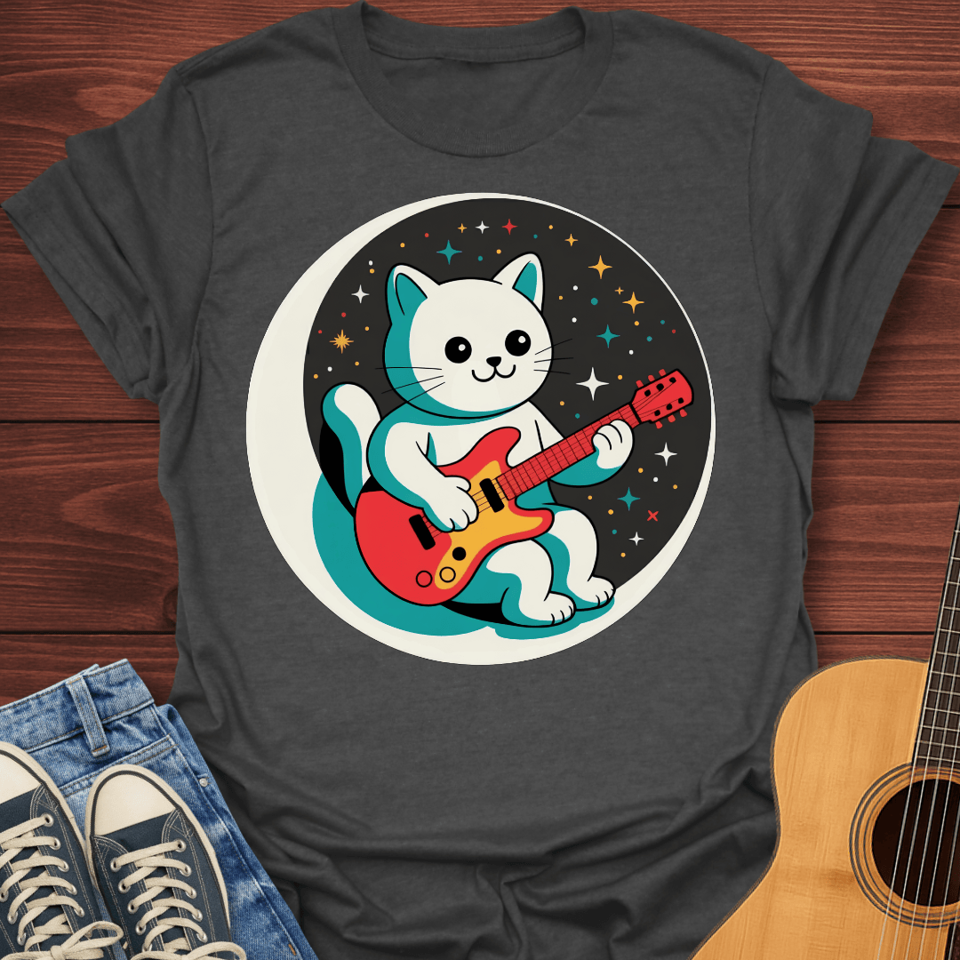 Kawaii Space Cat Guitarist T-Shirt