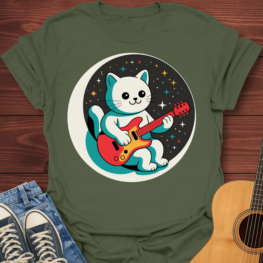 Kawaii Space Cat Guitarist T-Shirt