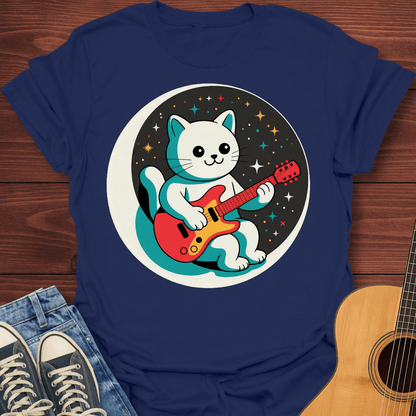 Kawaii Space Cat Guitarist T-Shirt