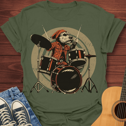Retro Dog Drummer T-Shirt