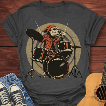 Retro Dog Drummer T-Shirt