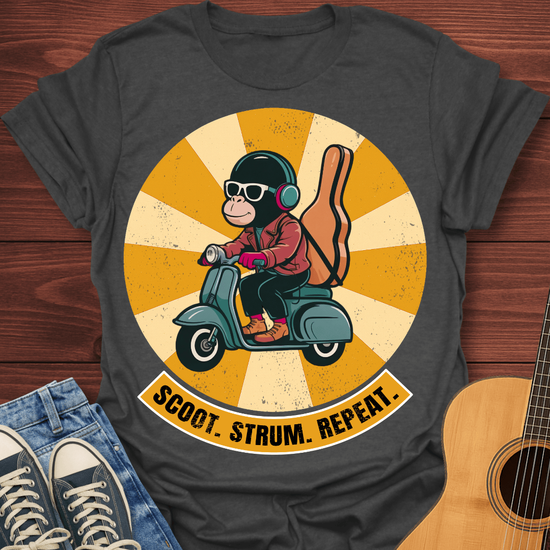 Scoot Strum Repeat Retro T-Shirt