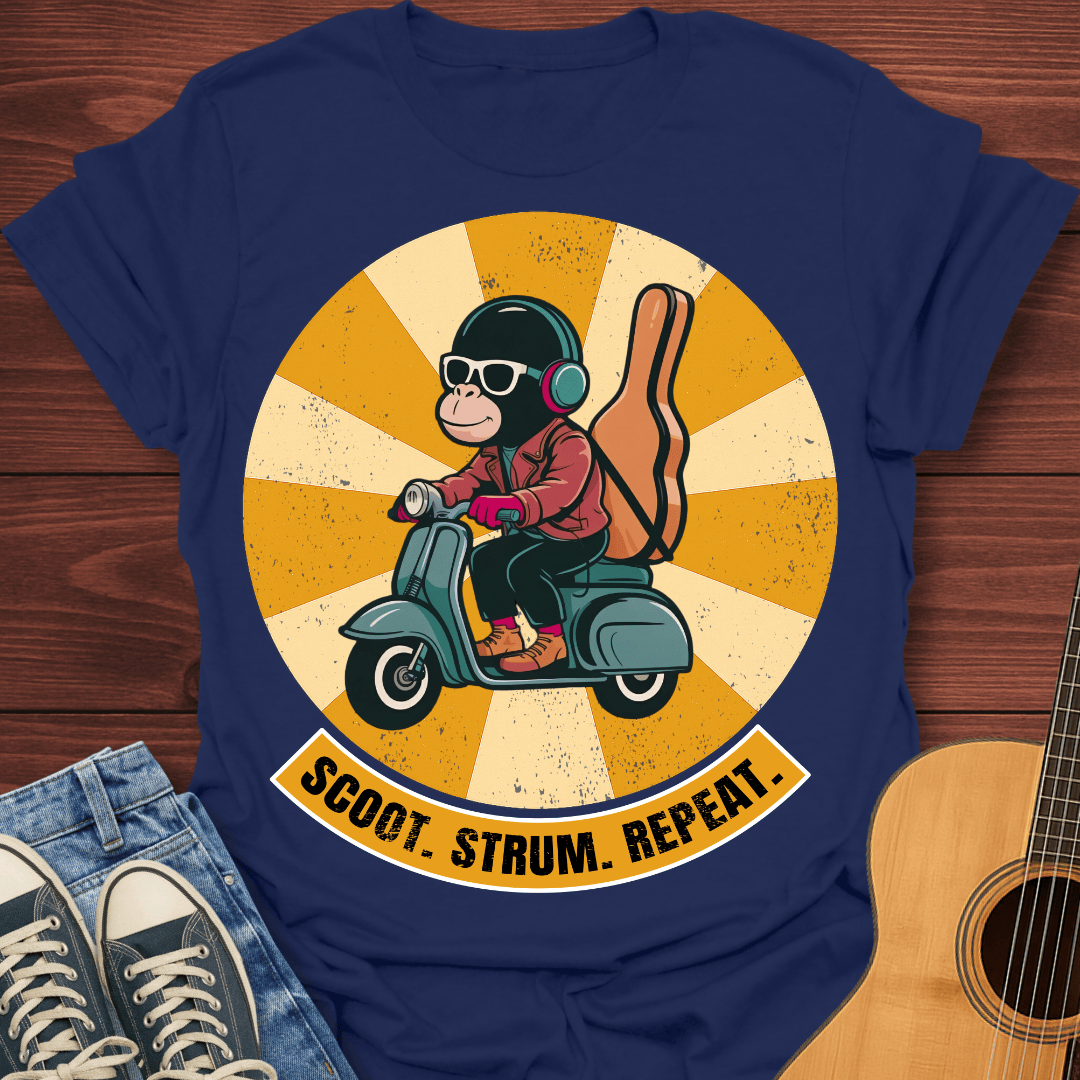 Scoot Strum Repeat Retro T-Shirt