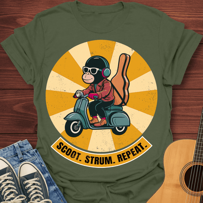 Scoot Strum Repeat Retro T-Shirt