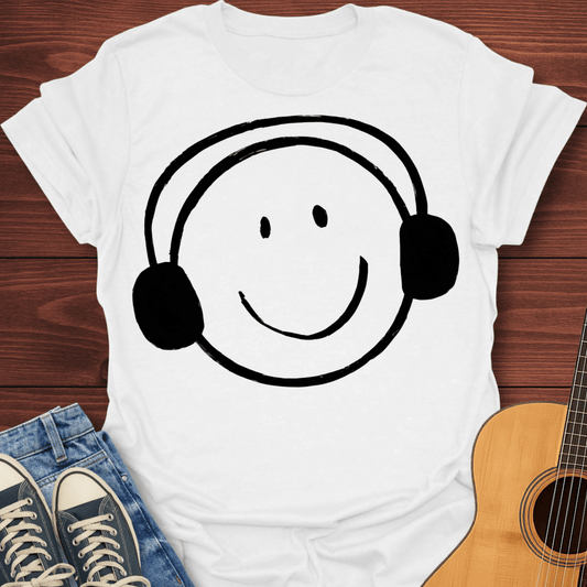 Smiley Headphone Face T-Shirt