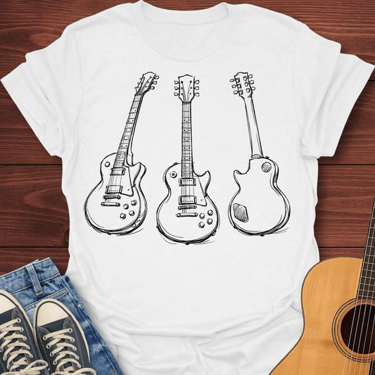 Three Guitars Line Art T-Shirt