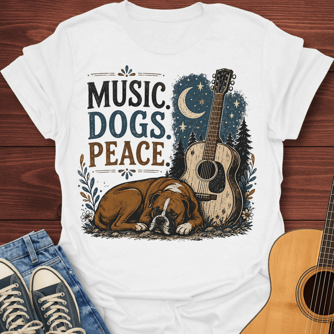 Boxer Dog and Guitar T-Shirt