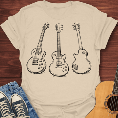 Three Guitars Line Art T-Shirt