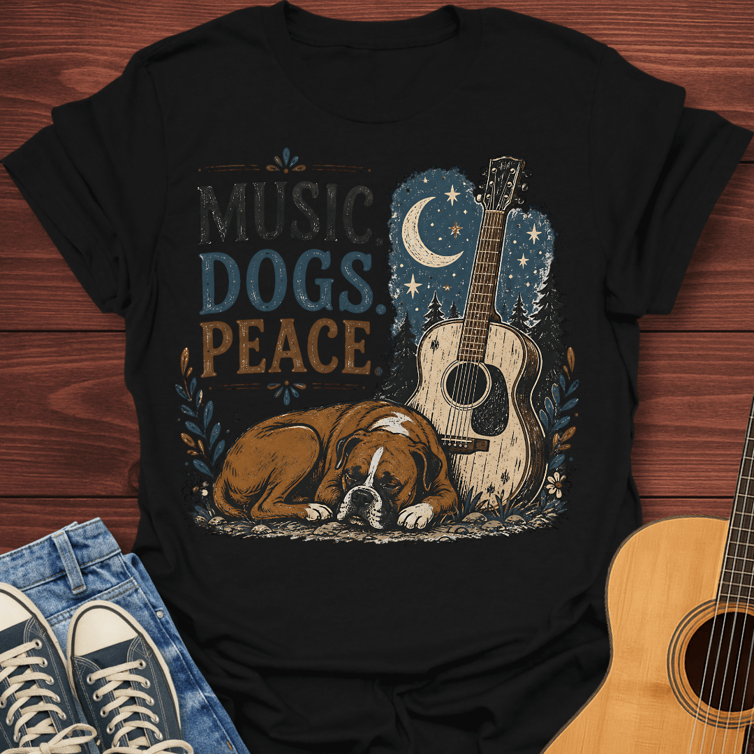Boxer Dog and Guitar T-Shirt