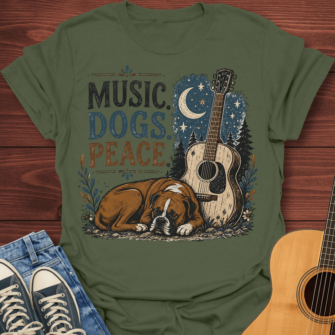Boxer Dog and Guitar T-Shirt