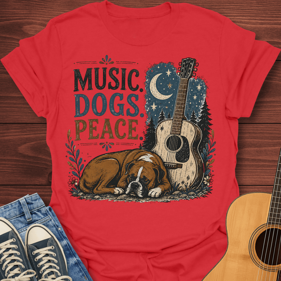 Boxer Dog and Guitar T-Shirt