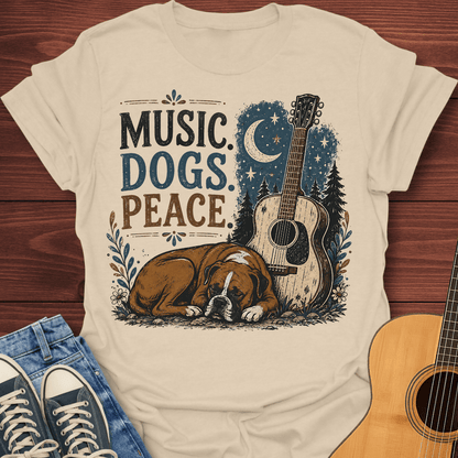 Boxer Dog and Guitar T-Shirt