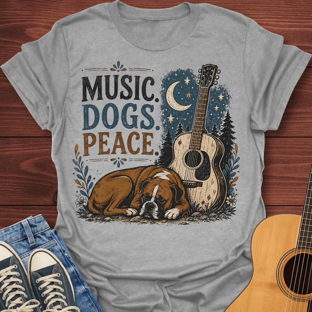Boxer Dog and Guitar T-Shirt
