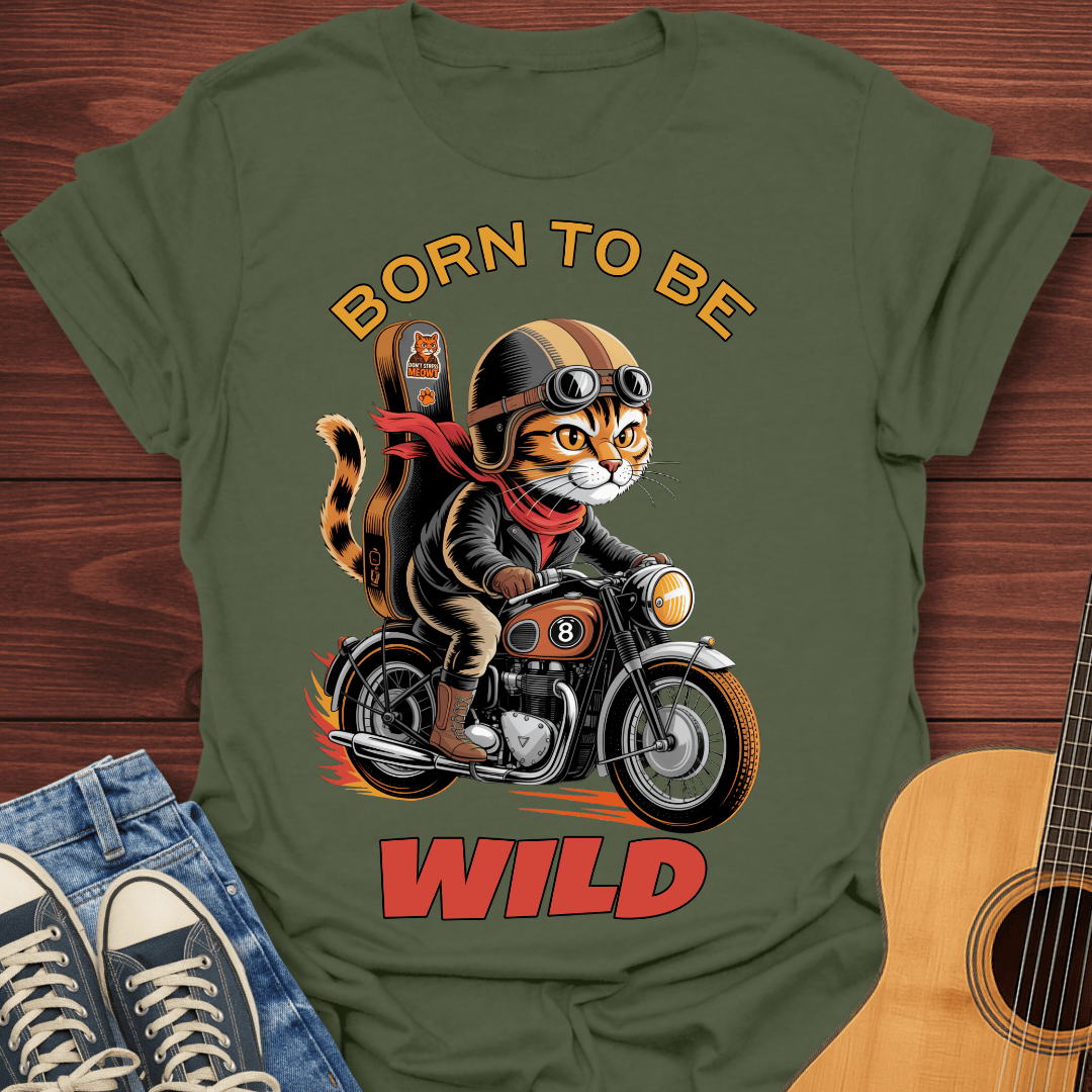 Born to Be Wild Cat Biker T-Shirt