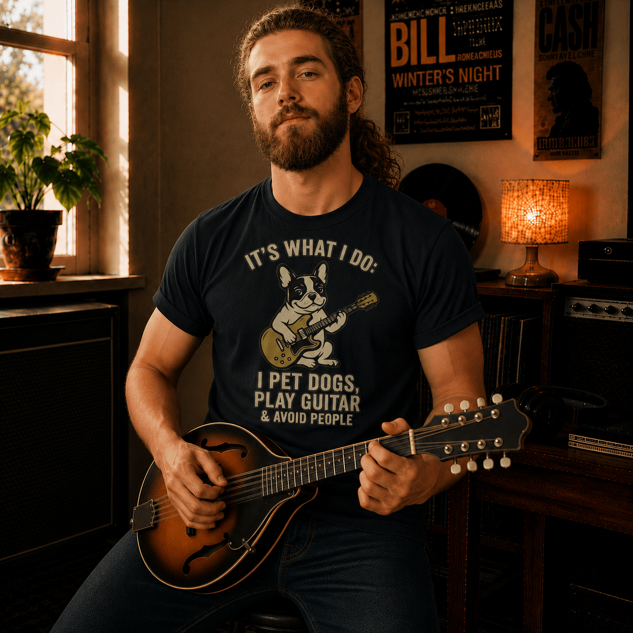 Frenchie Guitar T-Shirt