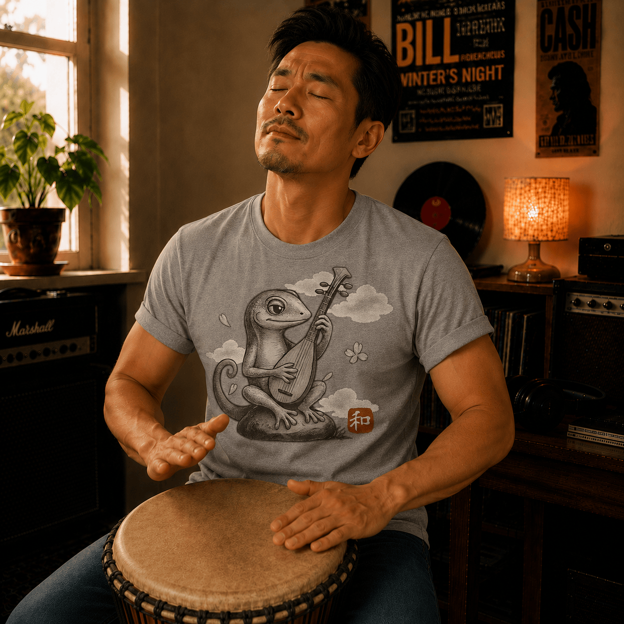 Zen Lizard Pipa T-Shirt