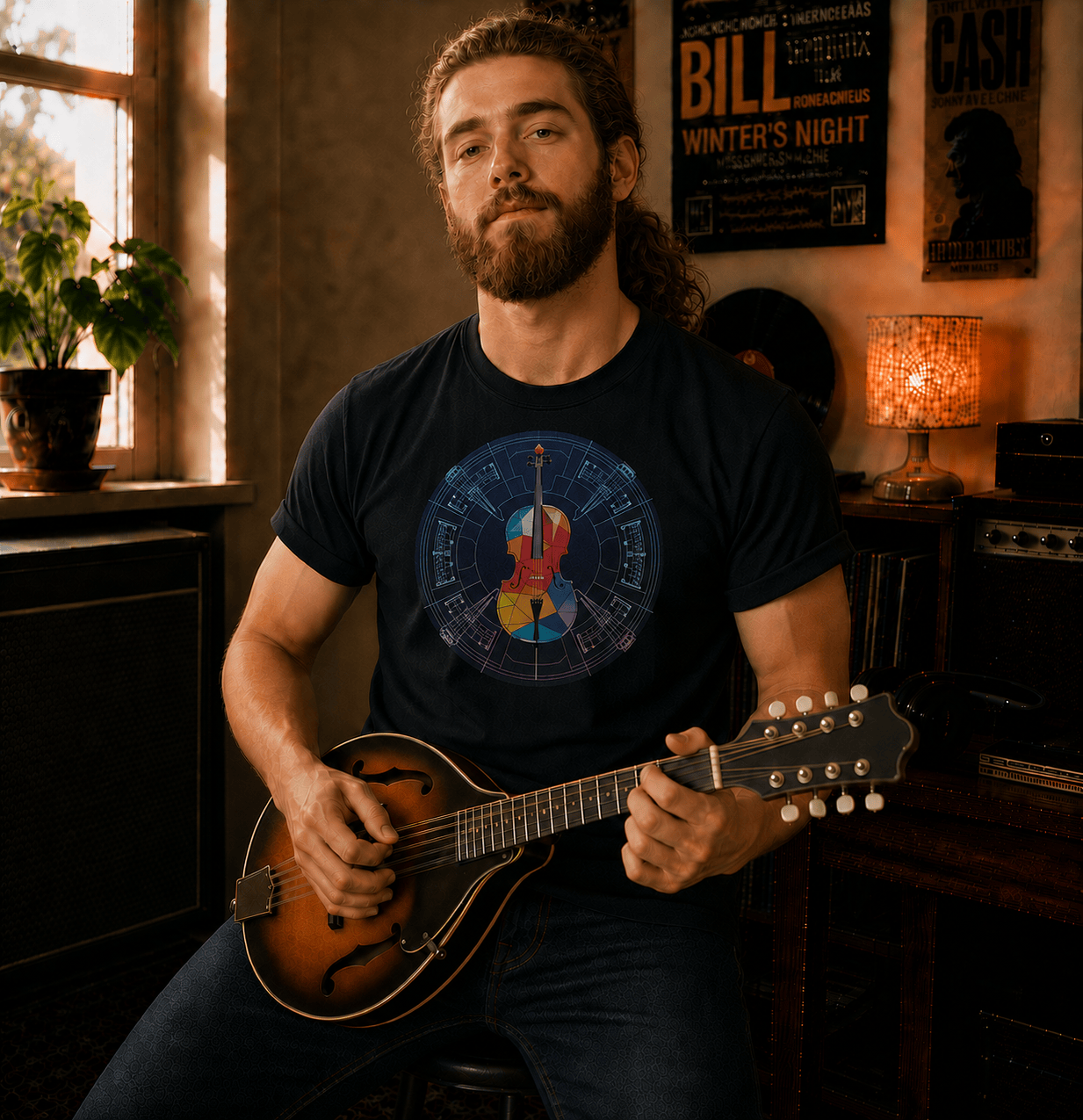 Violin Stain Glass T-Shirt