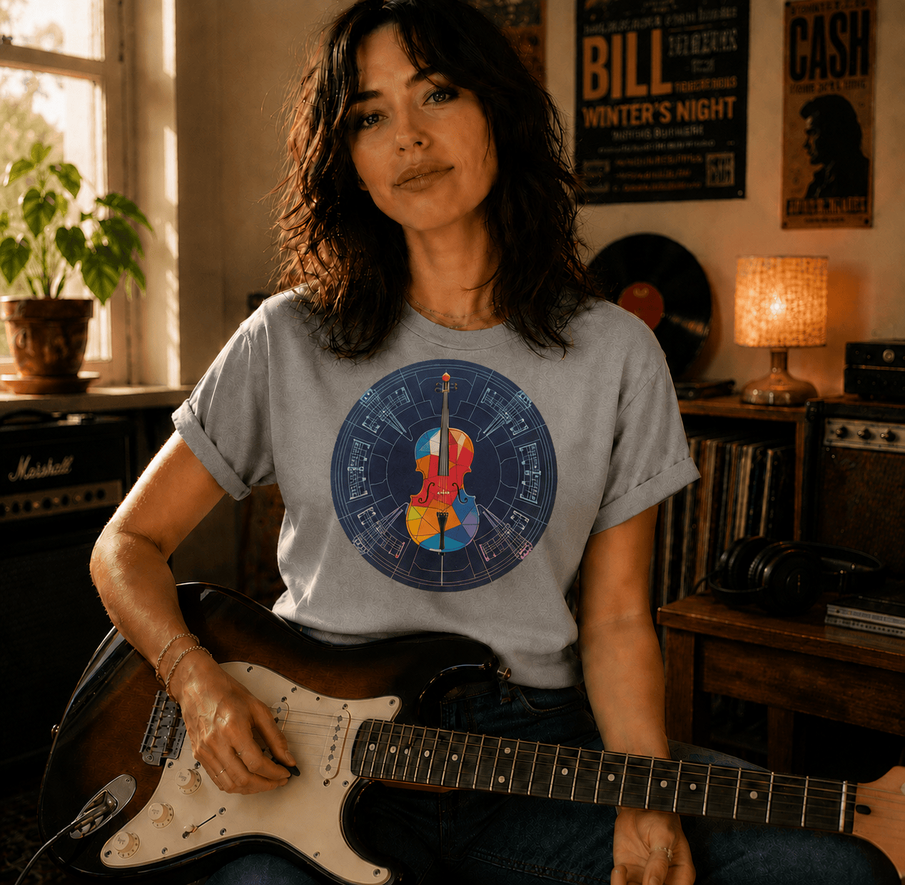 Violin Stain Glass T-Shirt
