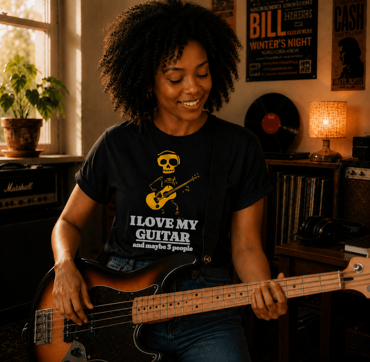 I Love My Guitar Skeleton T-Shirt