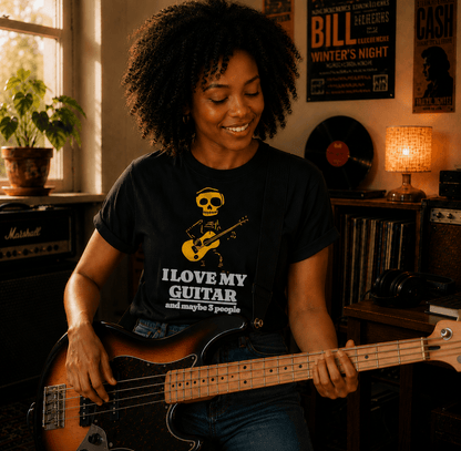 I Love My Guitar Skeleton T-Shirt