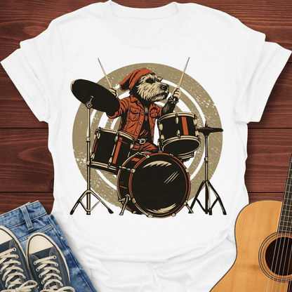 Retro Dog Drummer T-Shirt