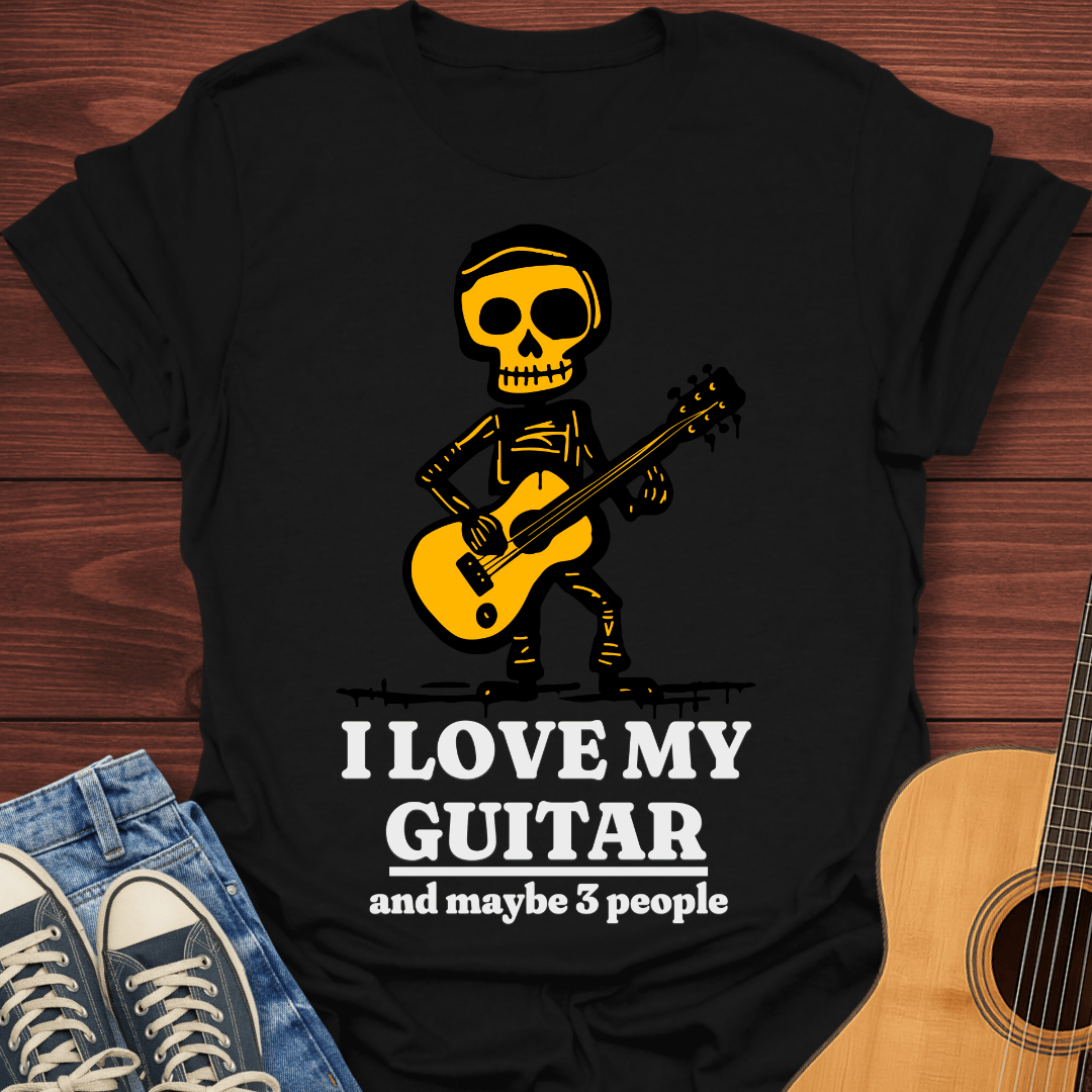 I Love My Guitar Skeleton T-Shirt