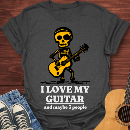 I Love My Guitar Skeleton T-Shirt