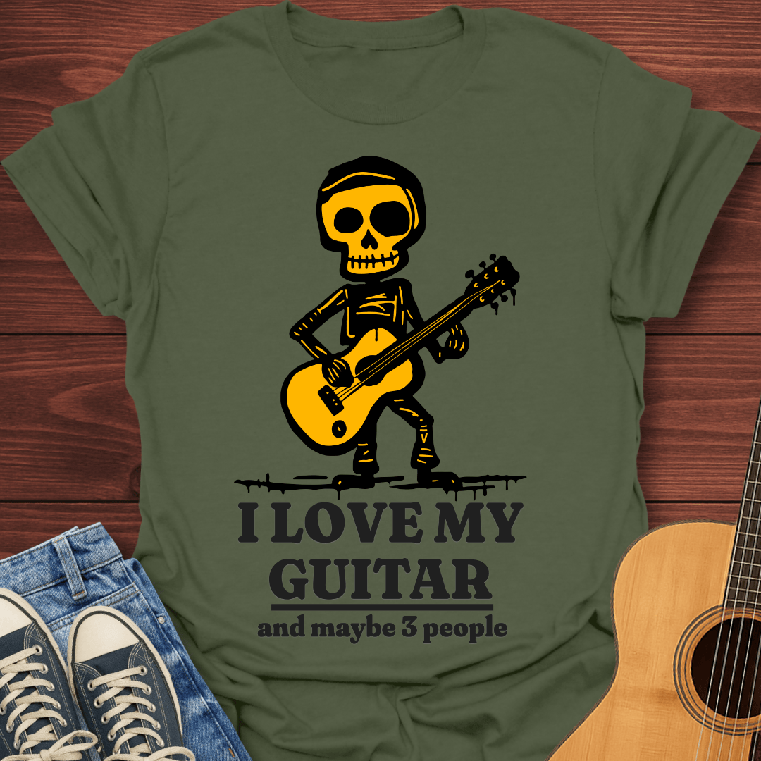 I Love My Guitar Skeleton T-Shirt