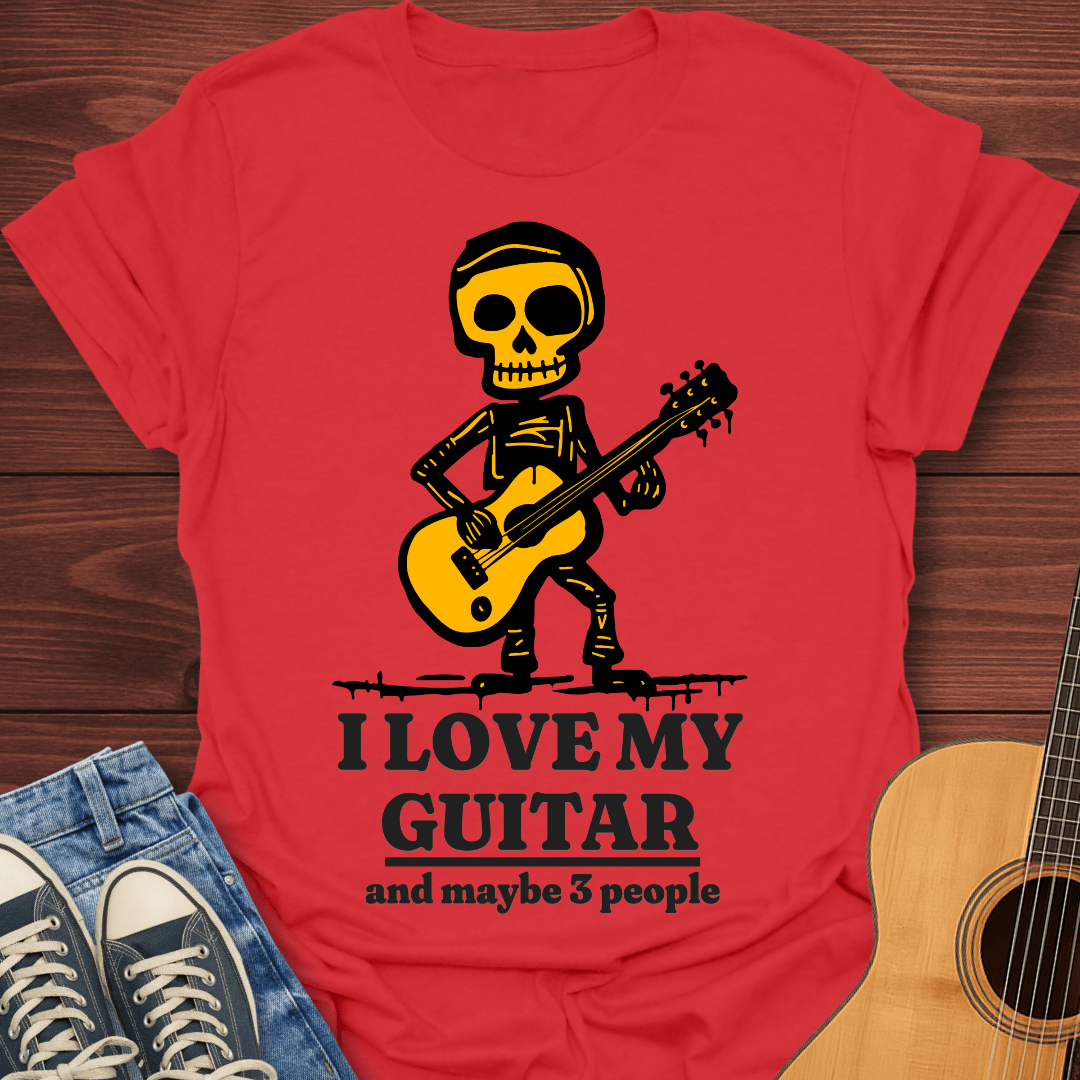 I Love My Guitar Skeleton T-Shirt