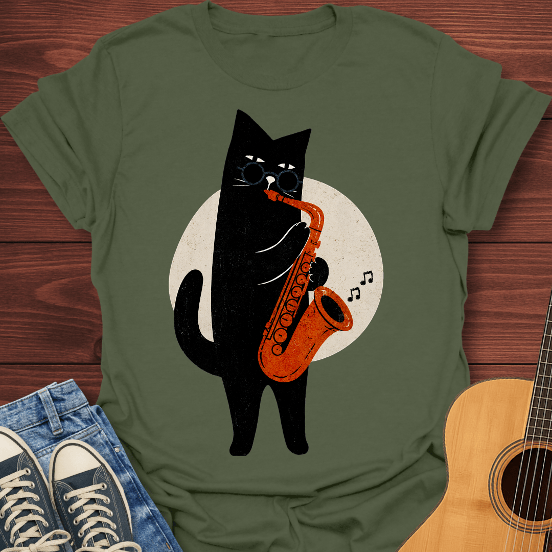 Jazz Cat Playing Saxophone T-Shirt