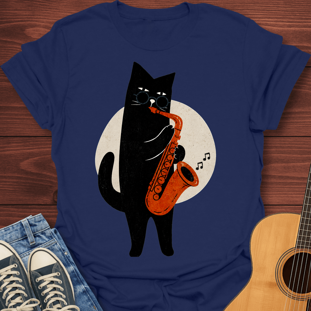 Jazz Cat Playing Saxophone T-Shirt