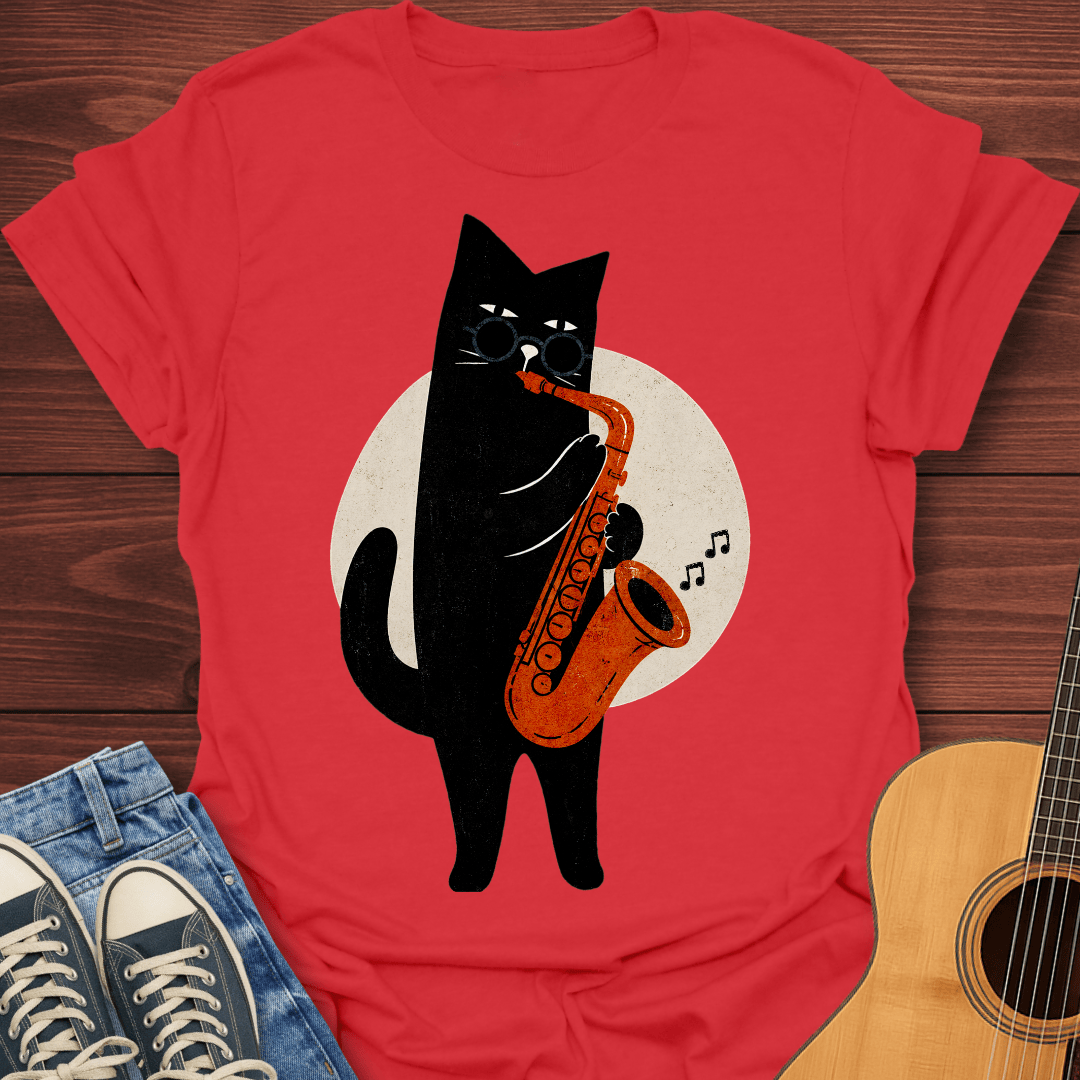 Jazz Cat Playing Saxophone T-Shirt