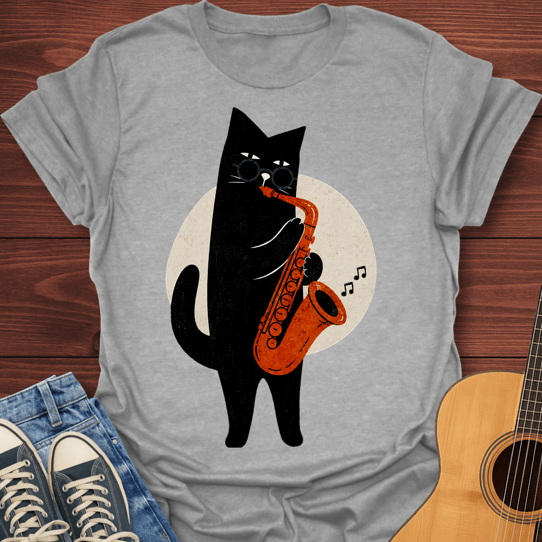 Jazz Cat Playing Saxophone T-Shirt