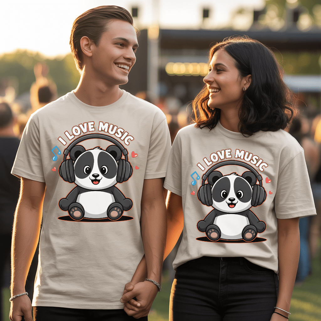 Pandas Love Music T-Shirt