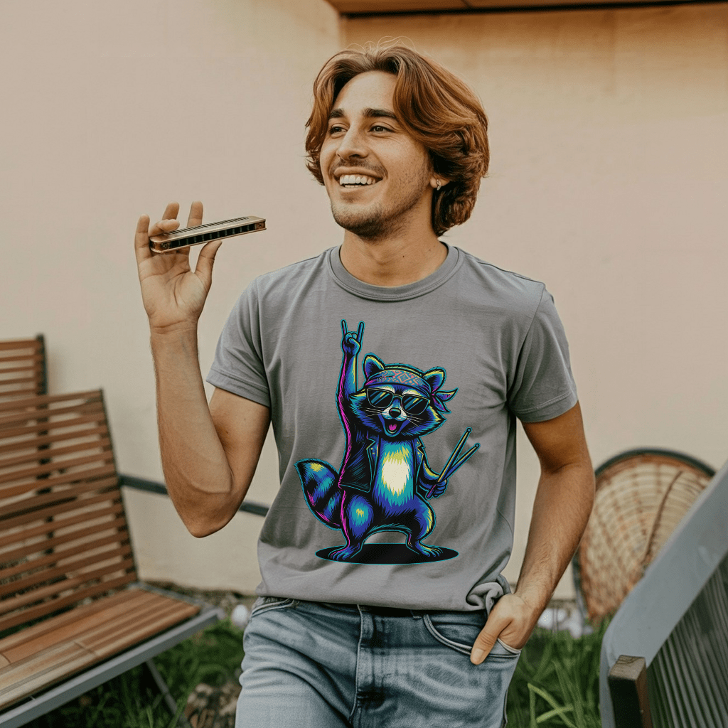 Raccoon Rock On T-shirt