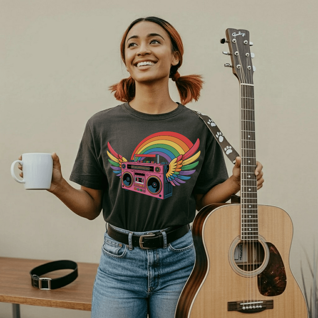 Rainbow Retro Boombox T-Shirt